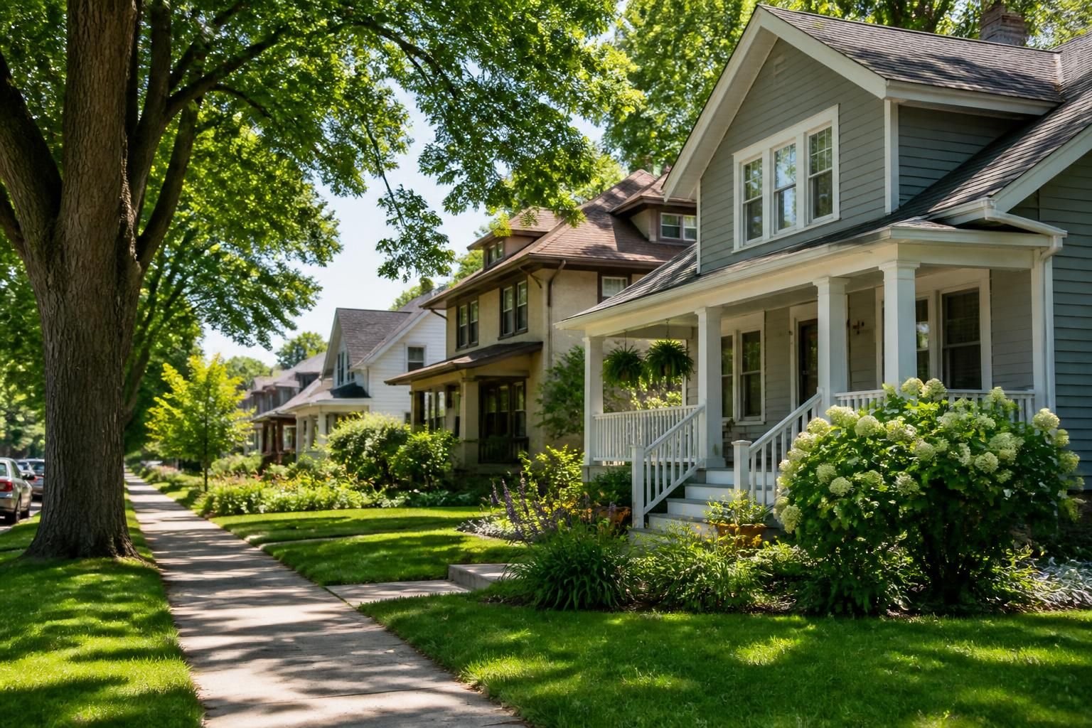 Robbinsdale neighborhood with tidy front yards and charming homes.
