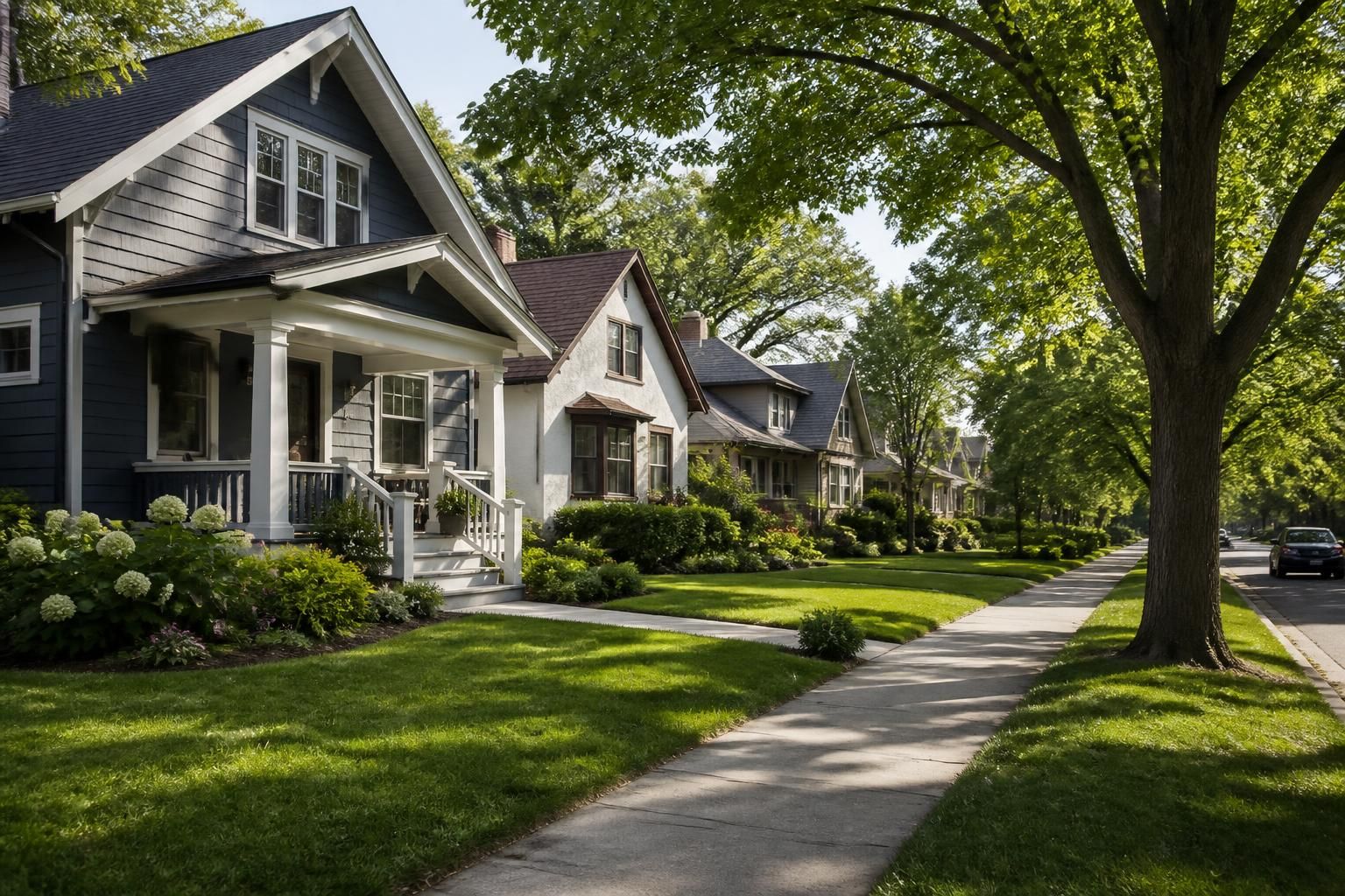 Quiet Saint Louis Park neighborhood with tidy lawns and homes.